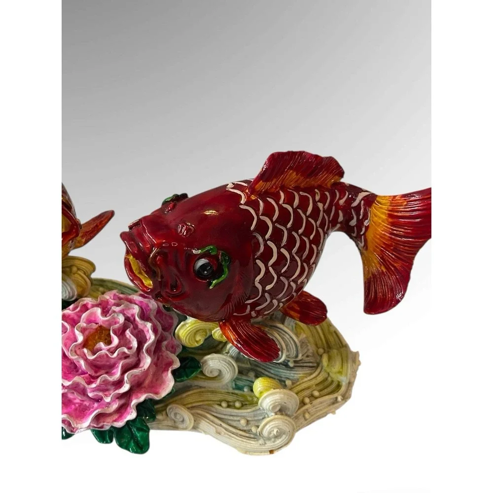 Vintage Koi Fish Lucky‎ Charm Figurines Feng Shui Shelf Decor Statue